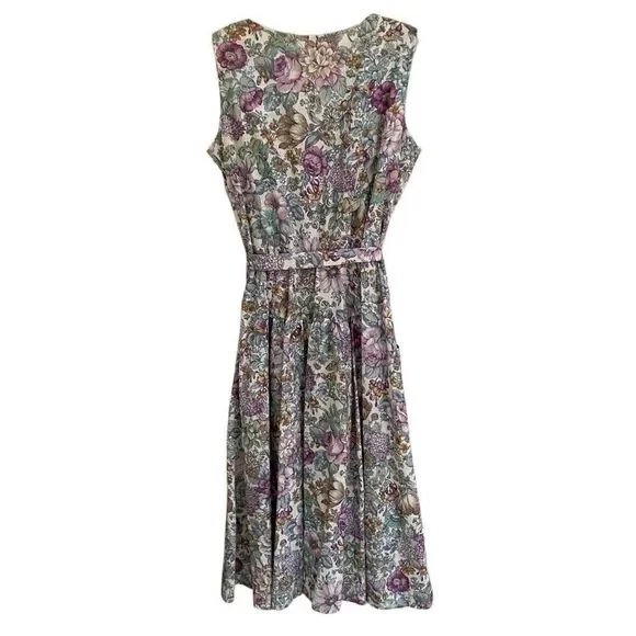 Vintage New Looks Granny floral wide strap belted sundress womens*16 Modest Boho - Picture 9 of 14